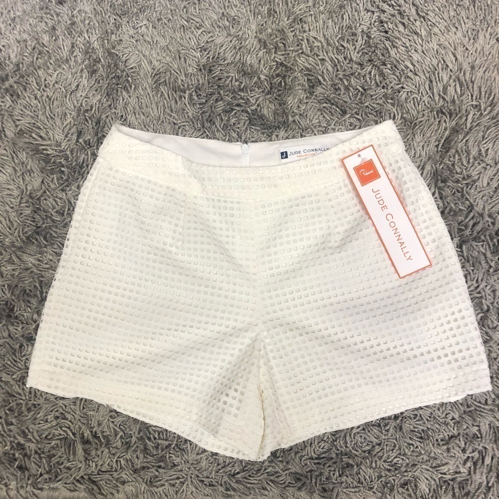 Jude Connally White Textured Cotton Shorts